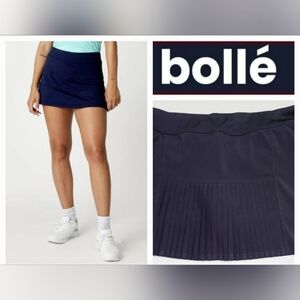 BOLLÈ Navy Blue Tennis Performance Skort Pleated Rear Panel Sz L